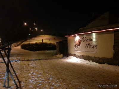 Restauracja "Dziki Młyn" przy górce w Parku Moczydło