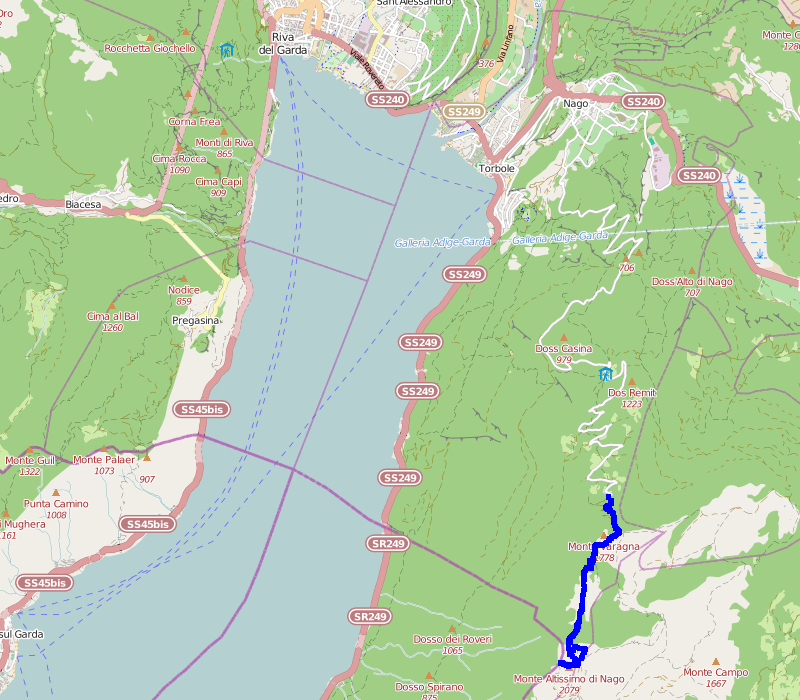 Mapa trasy na Monte Altissimo