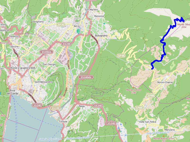 Mapa trasy na Monte Stivo