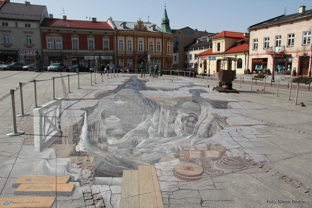 Malowidło 3D na rynku w Wieliczce