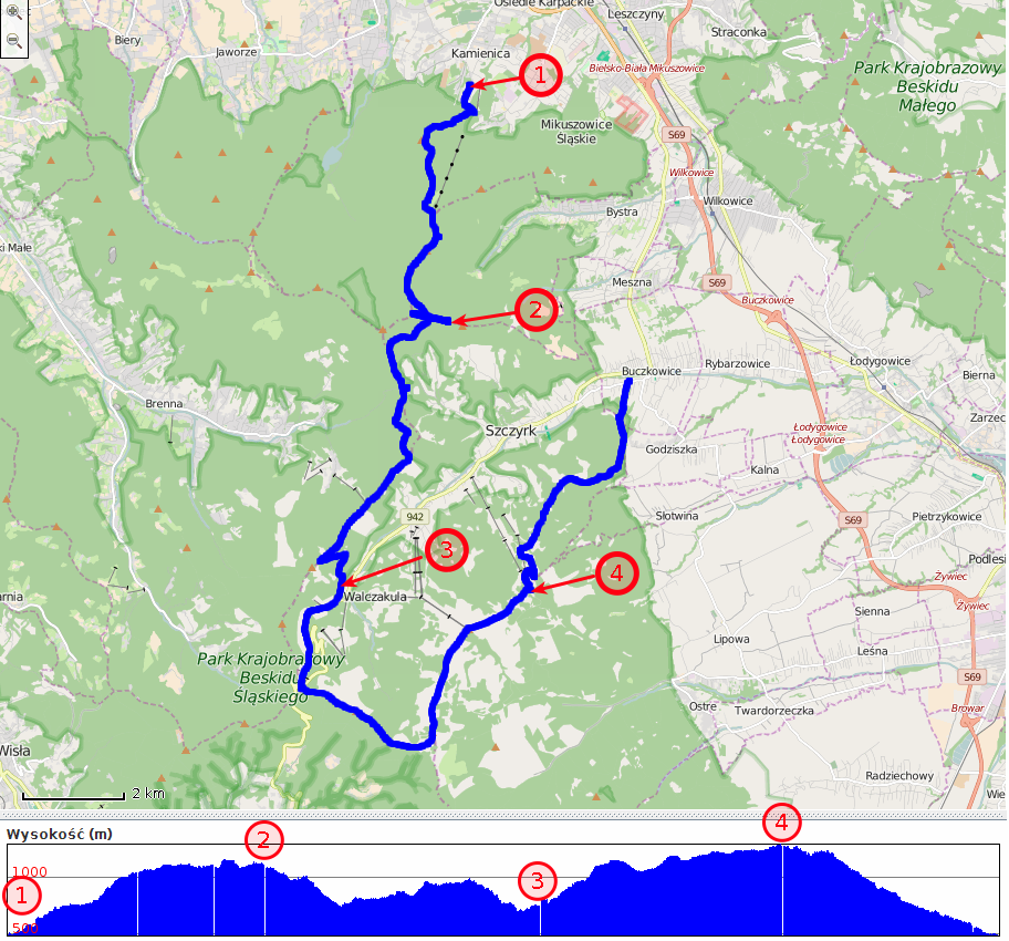 Beskid Śląski - zapis ścieżki GPS