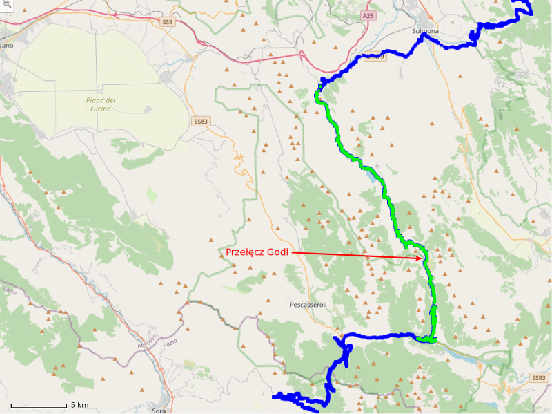 Mapa: droga SR479 przez przełęcz Godi