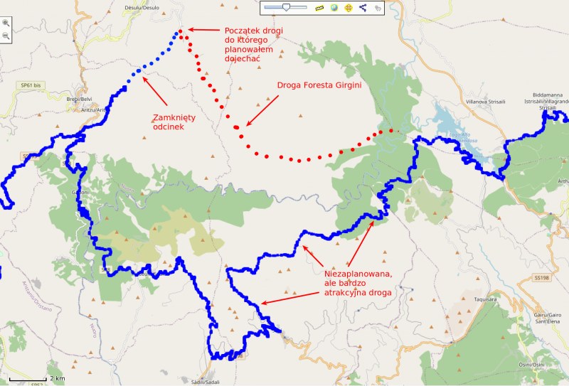 Mapa: droga Foresta Girgini