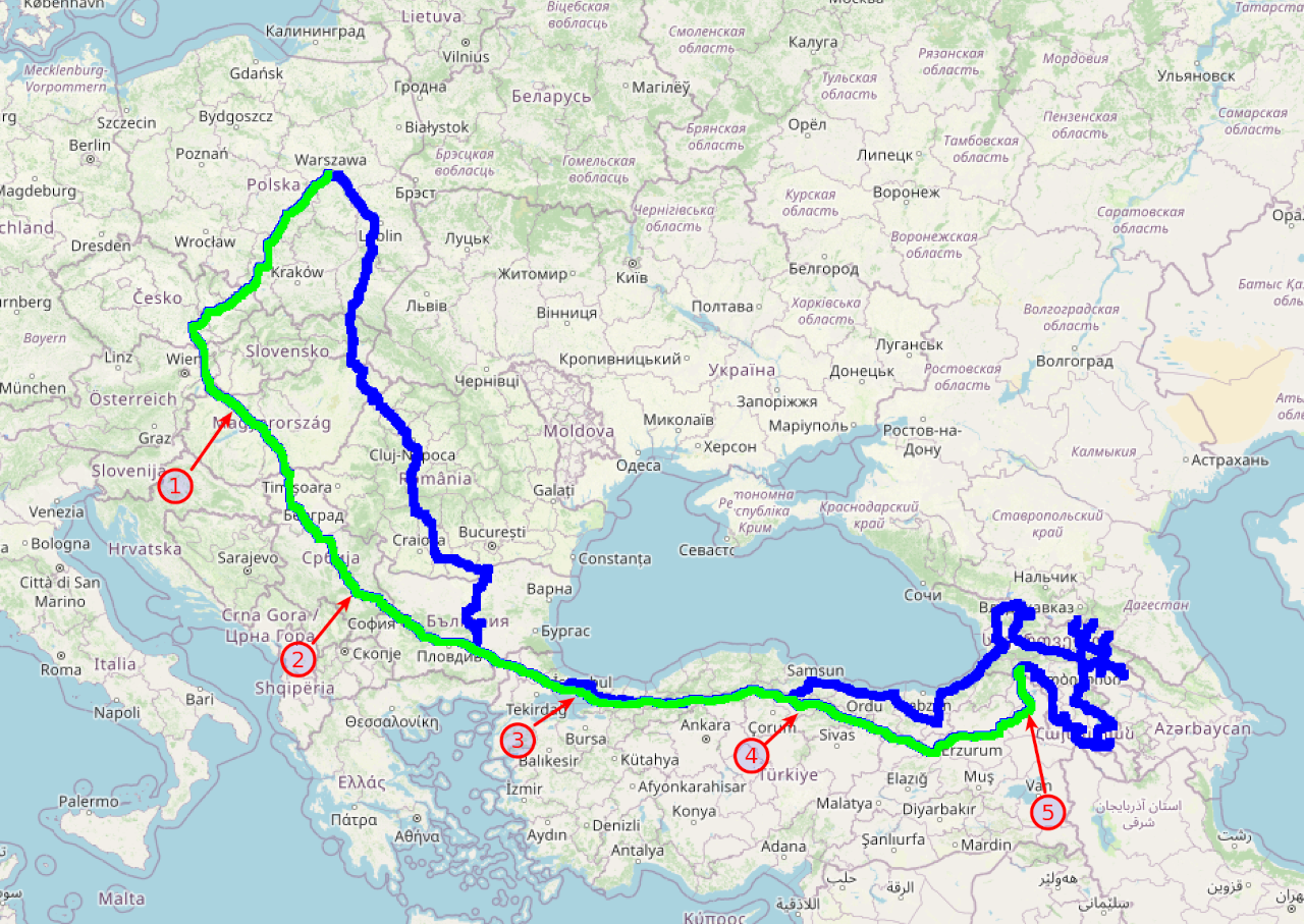 Mapa dojazdu do Gruzji
